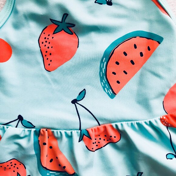 Simple Joys by Carter's Toddler 3-Pc Swimsuit Set 18M | Coral Aqua Rash Guard - Picture 11 of 14